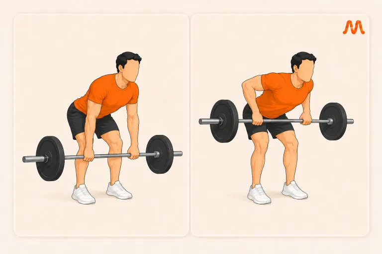 Barbell Bent-Over Row exercise illustration