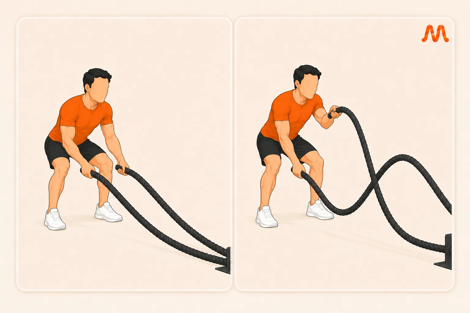 Battle Rope Alternating Waves exercise illustration
