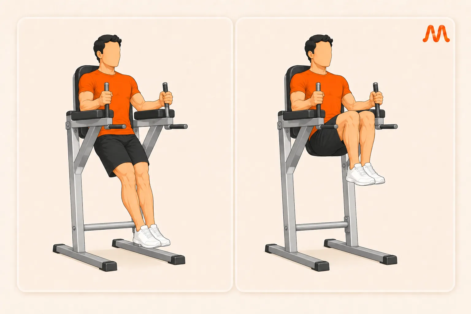 Captain's Chair Knee Raise exercise illustration
