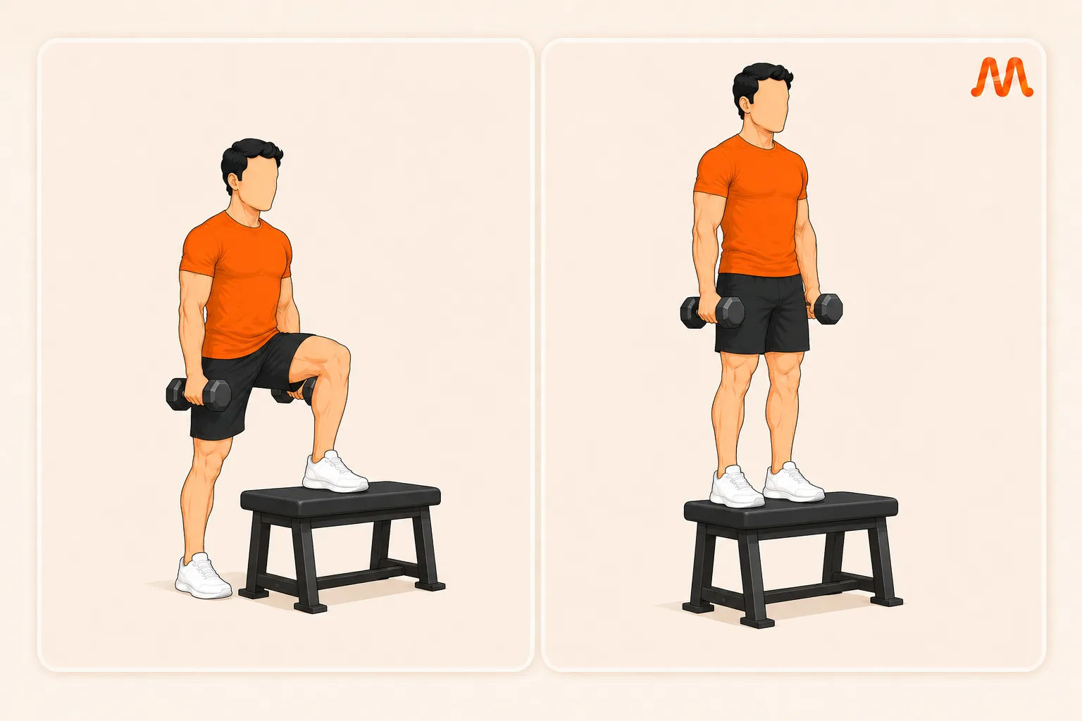 Dumbbell Step Up exercise illustration