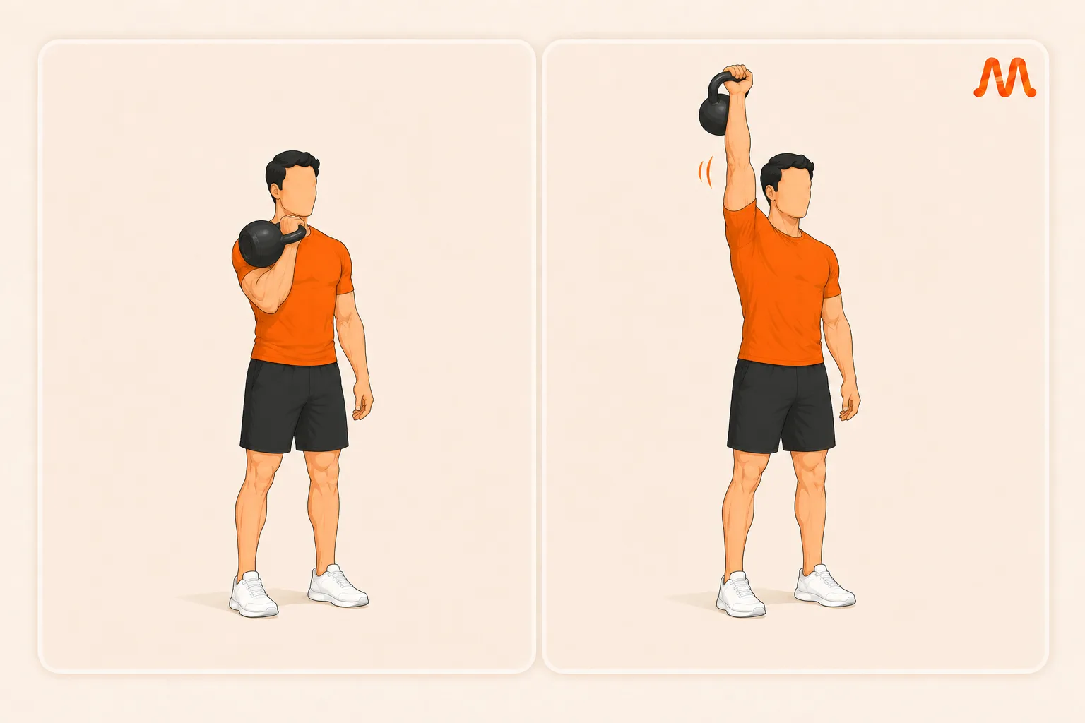 Kettlebell Single Arm Press exercise illustration