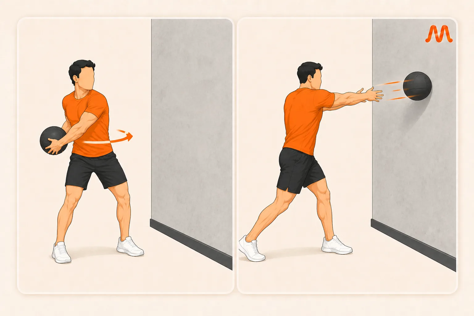 Med Ball Rotational Throw exercise illustration